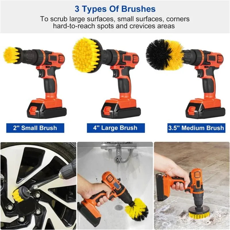3 pcs/set drill brush set powe - Home Bathroom Cleaning Kit ulasan dan harga