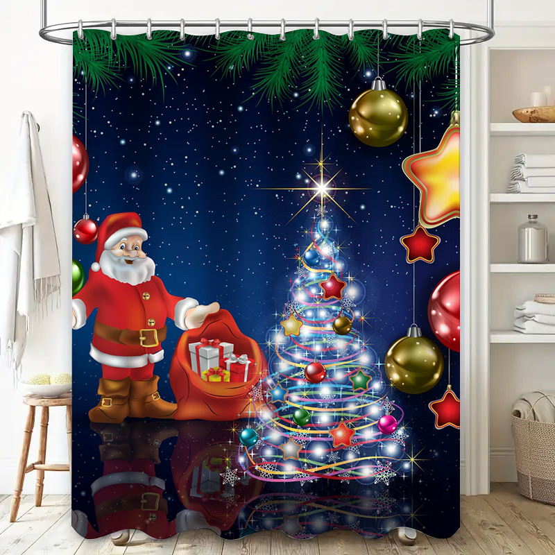 TU Christmas Shower Curtain Sa - Home Bathroom Decor Ideas ulasan dan harga