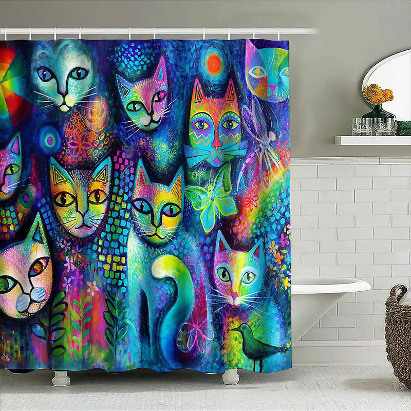 Cat Shower Curtain Artistic An - Home Bathroom Decor Ideas ulasan dan harga