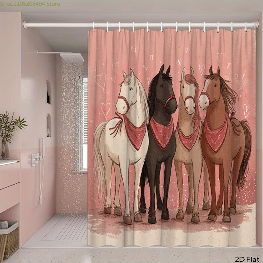 Cute Horses Shower Curtain, Ca - Home Bathroom Decor Ideas ulasan dan harga